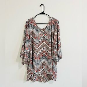 Torrid Mutli Print Criss Cross Blouse